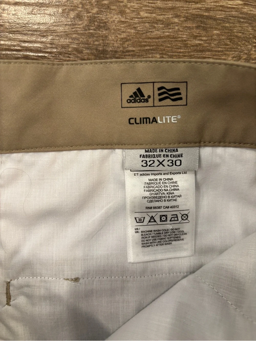 adidas Men's 32x30 Khaki Straight-Leg Performance Chinos Climalite Golf Casual